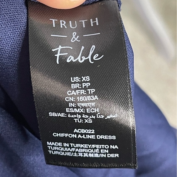 TRUTH & FABLE Women's XS Blue Chiffon Keyhole Neckline Dress Half Sleeve Lined - Picture 11 of 14